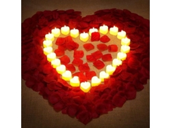 1000 Pétalos De Rosa Artificiales Con 24 Velas Led Sin Llama En Forma De Corazón Huzred Rojo