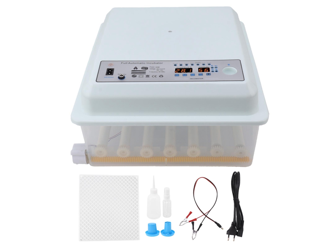 Incubadora de 36 huevos blanca con sistema de doble alimentación, temperatura constante e inteligente, enchufe UE 250 V