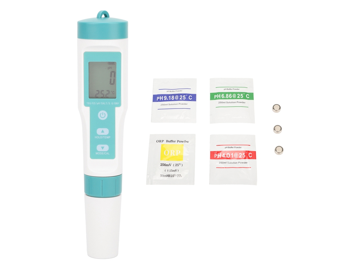 Lápiz Portátil Para Análisis De Calidad Del Agua En Acuicultura: Ph, Tds, Ec, Salinidad, Orp, Con Pantalla Digital.
