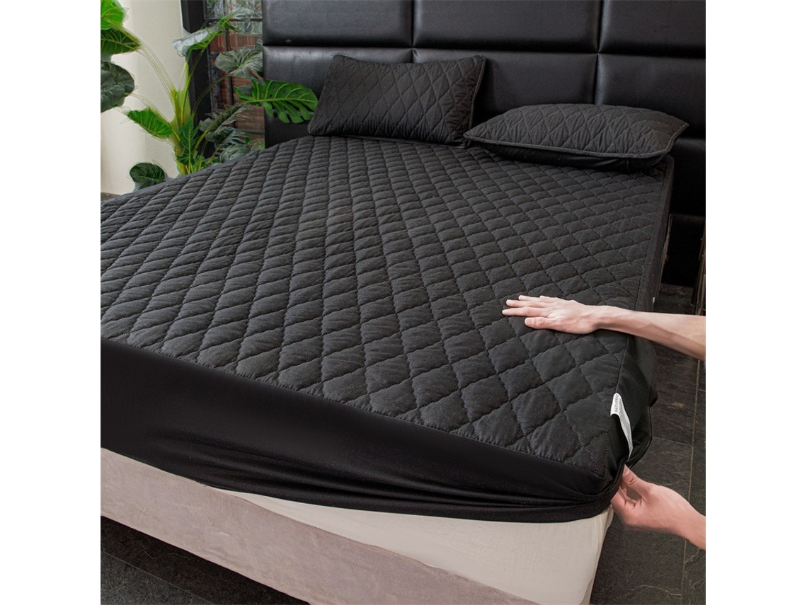 Protector De Colchón De Color Liso Resistente Al Polvo Y Al Agua Para Colchones De 5 A 25cm De Grosor (negro/160×200cm) Gertiz