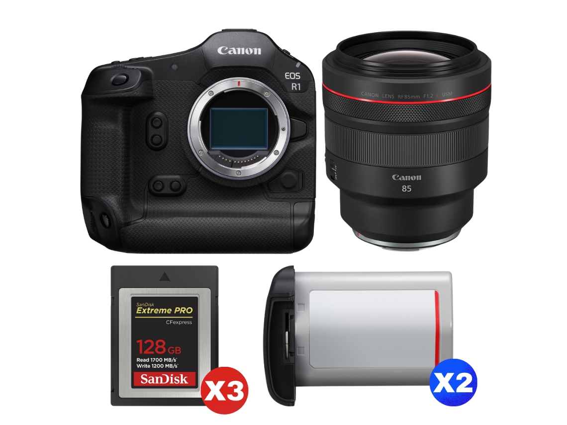 Canon Eos R1 + Rf 85mm F/1.2 L Usm + 3 Sandisk 128gb Extreme Pro Cfexpress Type B + 2 Canon Lp-e19 + Ebook “20 Consejos Para Fotos Que Impactan”