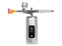 Insuflador de oxígeno, aerógrafo 36PSI con compresor de aire para uñas, aerógrafo de mano recargable estilo pistola - plateado BISBISOUS