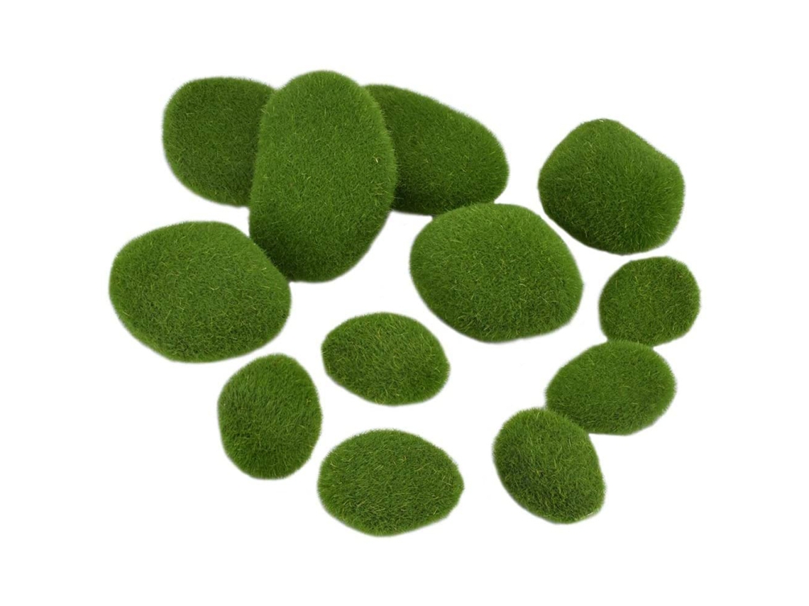 12 Piedras De Musgo Artificial, Bolas Pequeñas, Medianas Y Grandes, Decorativas Para Jarrones De Jardín.