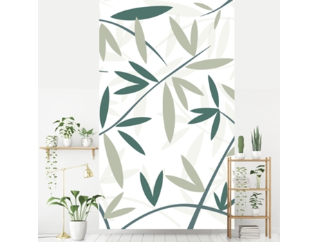 Mural de Pared PLAGE Murales Patrones de Tallo de Bambú con Diferentes Tonos Verdes en un Fondo Verde 250 cm X 150 cm