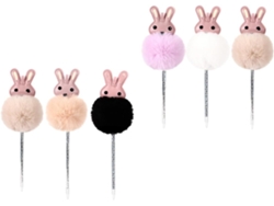 Bolígrafo De Gel Para Niños Y Niñas, Paquete De 6, Diseño De Conejo De Peluche, Tinta De 0,55 Mm