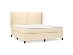 Maison Exclusive - Cama Box Spring Con Colchón Tela Color Crema 180x200 Cm