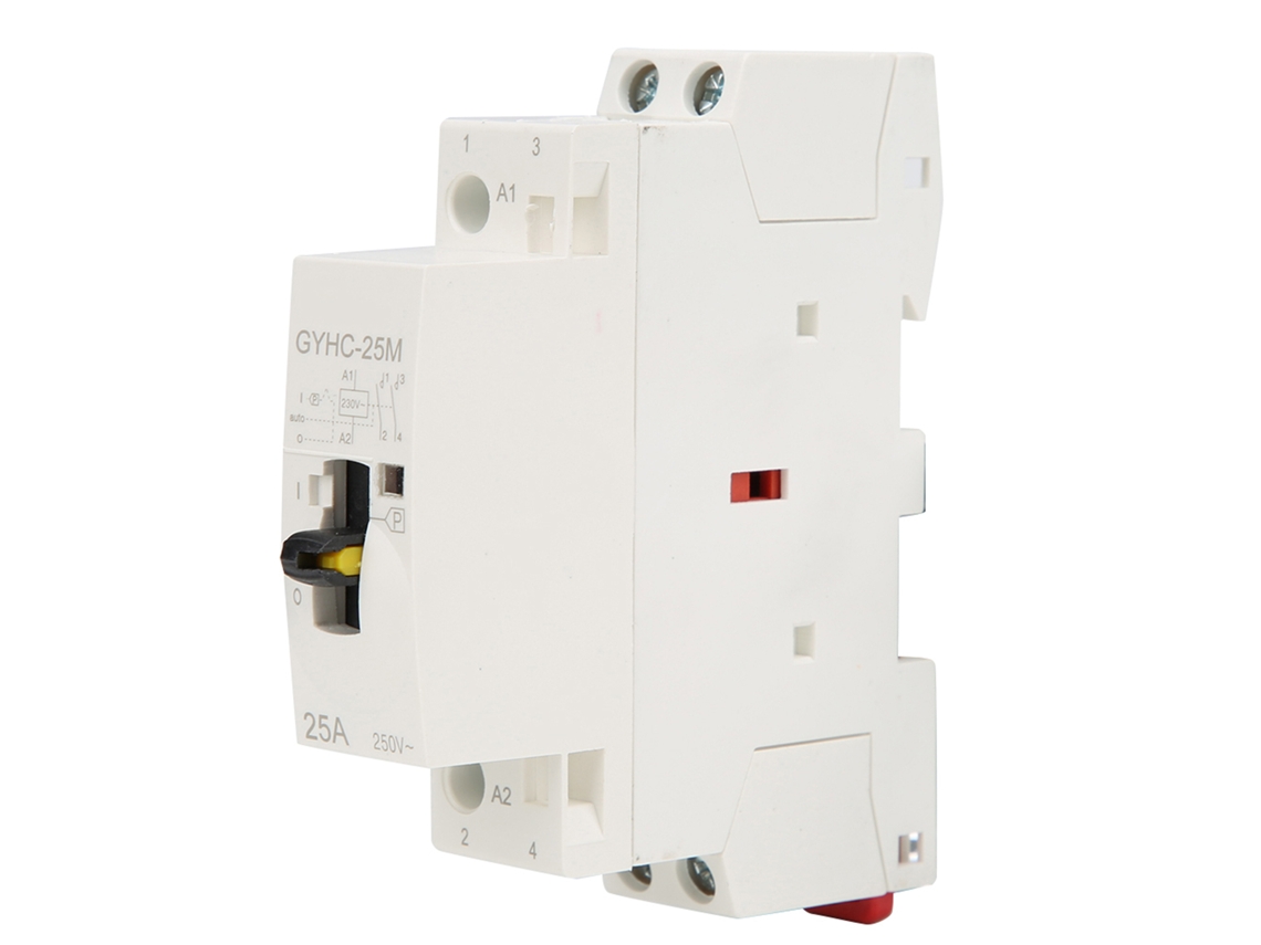 Contactor De Ca Residencial 2p 25a 220v 50hz Para Riel Din Con Interruptor Manual