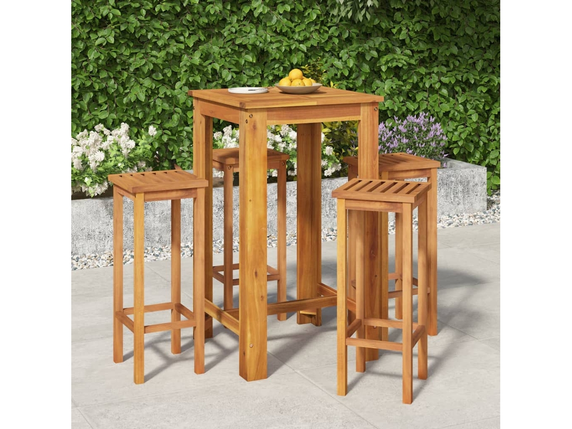 Juego de barra de jardín de 5 piezas de madera maciza de acacia Dkd Home Decor