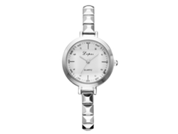 Reloj Analógico Para Mujer Con Elegante Correa De Aleación Y Movimiento De Cuarzo Delgado (plateado + Blanco).