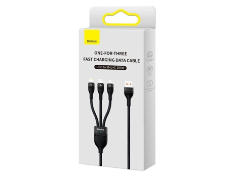 Flash serie 3 en 1 cable de datos de carga rápida universal (usb-a a micro lightning tipo-c) 100w BASEUS Flash Series