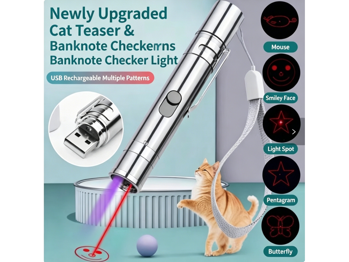 Juguete Puntero Láser Recargable Por Usb Para Gatos,5 Diseños,3 Funciones Interactivas,un Gran Aliado Para El Entretenimiento