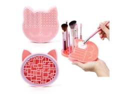 Tapete de silicona para limpieza de brochas todo en 1, soporte para secar brochas de maquillaje, base portátil y desmontable