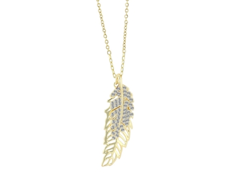 Collar Pluma en Plata de Ley 925 con Circonias Bañado en Rodio
