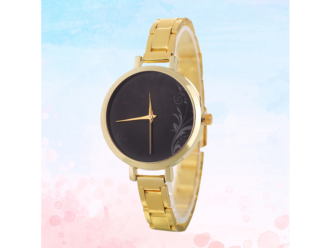 Reloj De Pulsera De Cuarzo Zhoulianfa Con Brazalete De Acero De Estilo Dorado Sencillo.