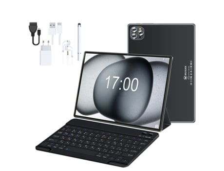 Tablet WUXIAN V62 Teclado Bluetooth Funda Auriculares Bolígrafo (10,1 pulgadas - 64 GB - 4 GB RAM - Wi-Fi-GPS-4G-Negro)