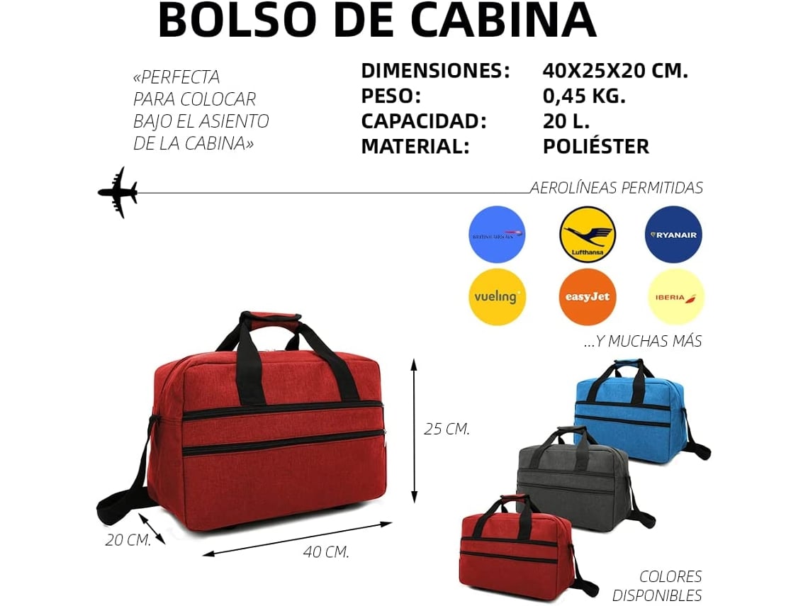 Bolsa de Viaje RAYKONG Ryanair Cab2 Rojo (40x20x25 cm - 20 L)