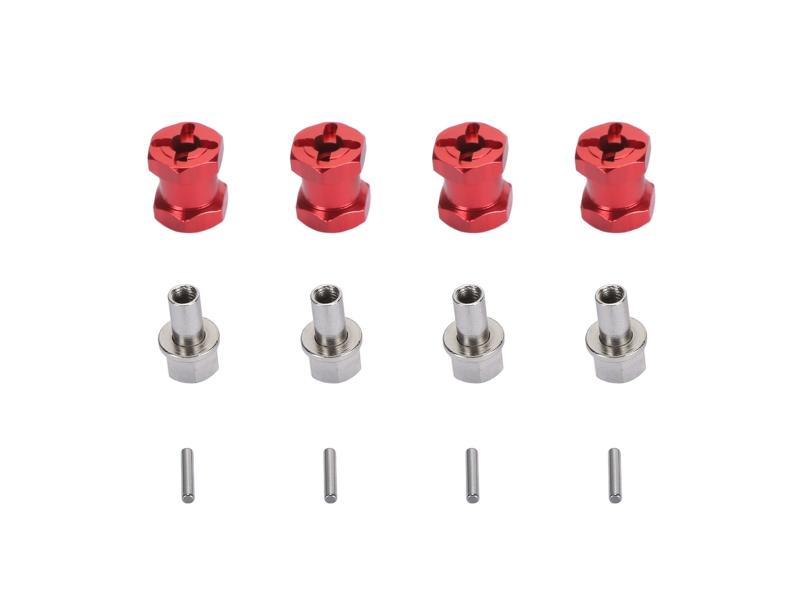 4 Piezas De Extensión De Buje Hexagonal Para Ruedas Rc De 12 Mm De Diámetro Y 15 Mm De Alto Con Tornillos De Bloqueo Metálicos Para Coches Rc (rojo)