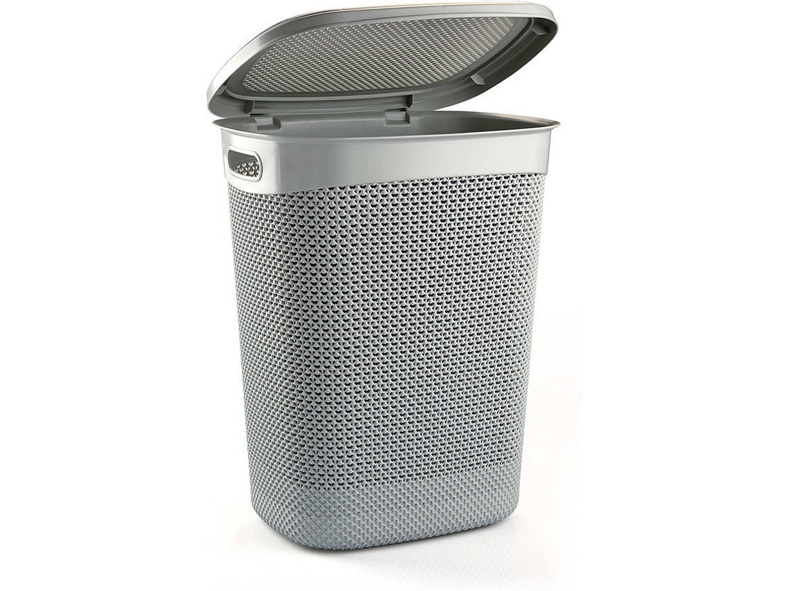 Cesta Lavandería Alta Rectangular 7h HOUSE con Tapa Gris 52 Litros