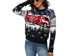 2026altiro-jersey De Punto Mujer Con Patrón Unique De Nieve Cuello Redondo Manga Larga Xl Azul Púrpura
