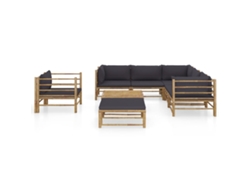 Maison Exclusive - Set De Muebles De Jardín 8 Piezas Bambú Con Cojines Gris Oscuro