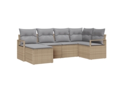 Conjunto 6 Modular De Sofá De Jardín De Vidaxl Con Cojines Beige Ratán