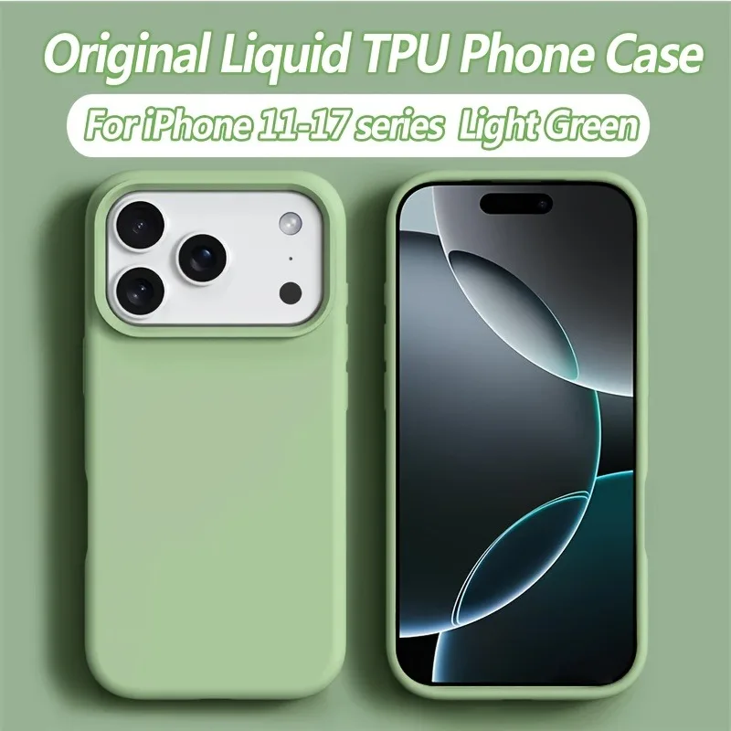 (verde Iphone 16 Pro) Funda Protectora De Silicona Líquida A Prueba De Golpes Para Iphone, Cubierta Suave.
