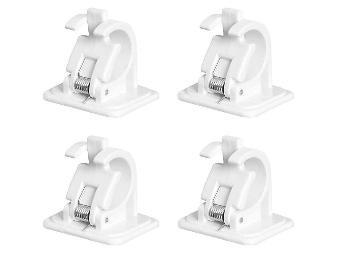 Soporte Para Barra De Cortina Sin Clavos, 4 Piezas Autoadhesivas Ajustables En Plástico Abs Blanco Para El Hogar Y La Oficina.