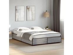 Estructura Cama Madera Ingeniería Metal Gris Sonoma 135x190 Cm