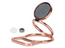 Suporte Anel Celular Rotativo Plegável Abre Latas Magnético Dourado Rosa