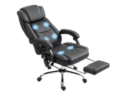 Cadeira De Escritório Ergonômica Com Função De Massagem, Cadeira De Escritório Com Apoio Para Os Pés, Em Couro Sintético Preto.