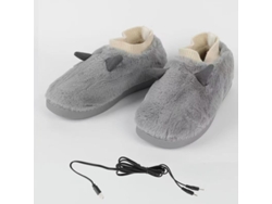 Calentador de pies eléctrico, pantuflas de felpa calefactables con alimentación USB Cuich (gris, 40 41)