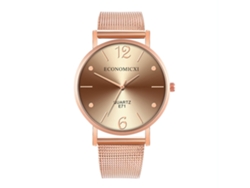 Reloj De Pulsera De Cuarzo Para Hombre Con Malla De Aleación Ultrafina, Elegante Color Marrón Y Oro Rosa.