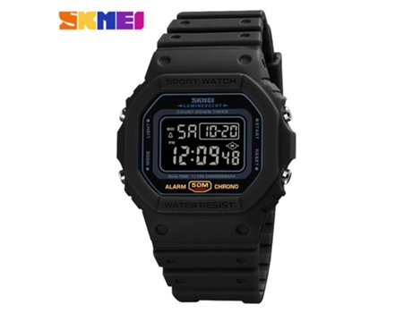Hombres Mujeres Relojes deportivos al aire libre LED cuadrado electrónico impermeable reloj de pulsera-máquina negra LUUCOZK