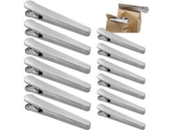 12 Clips De Acero Inoxidable Reutilizables 8/11,5 Cm, Para Comida/café/pan