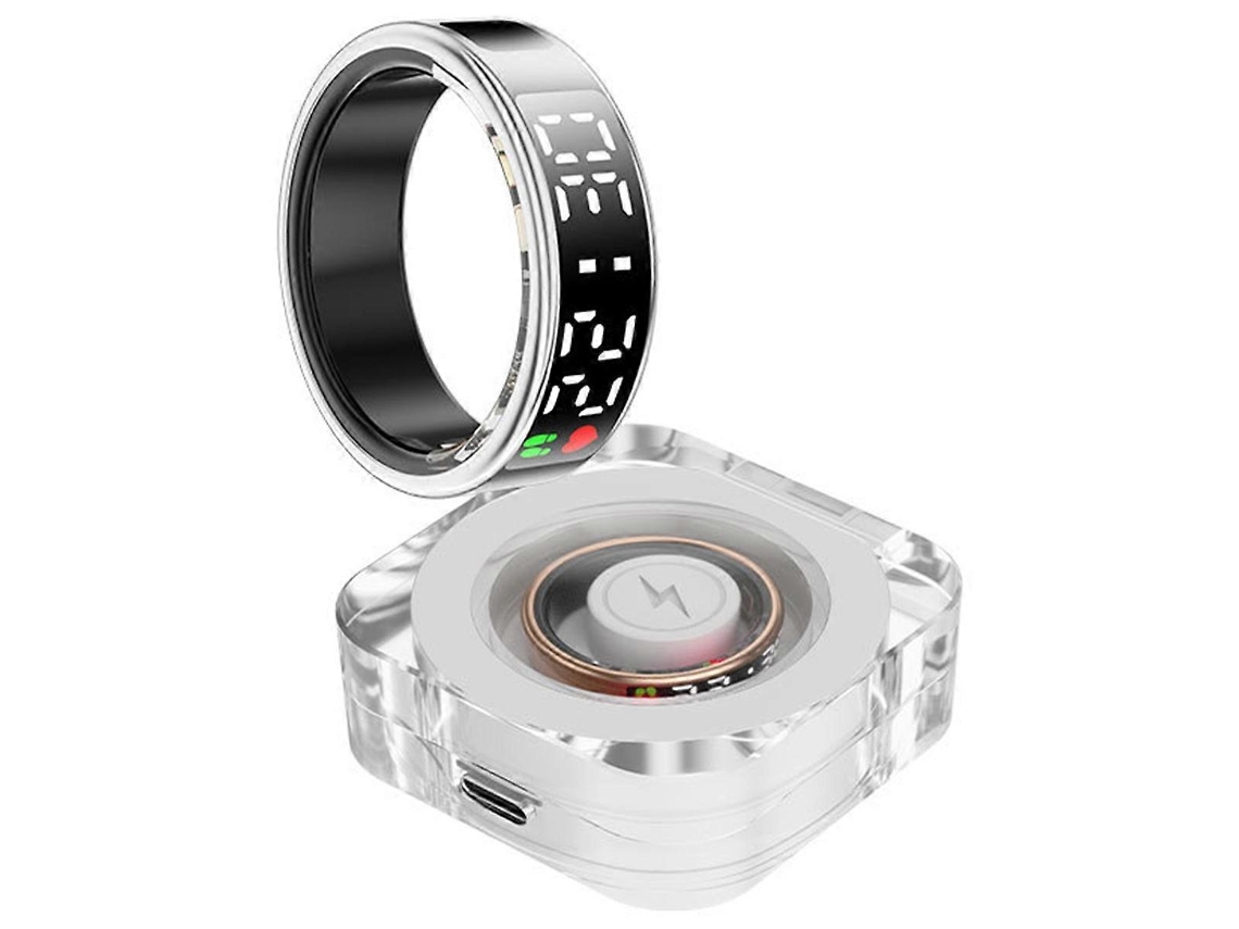 Anillo inteligente SR08 con pantalla digital, monitor de sueño, oxígeno en sangre y frecuencia cardíaca, con estuche de carga Nostalgia88