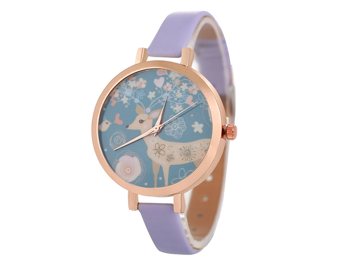 Reloj De Pulsera De Moda Para Mujer Con Correa De Pu Y Esfera Redonda, Cuarzo Morado.