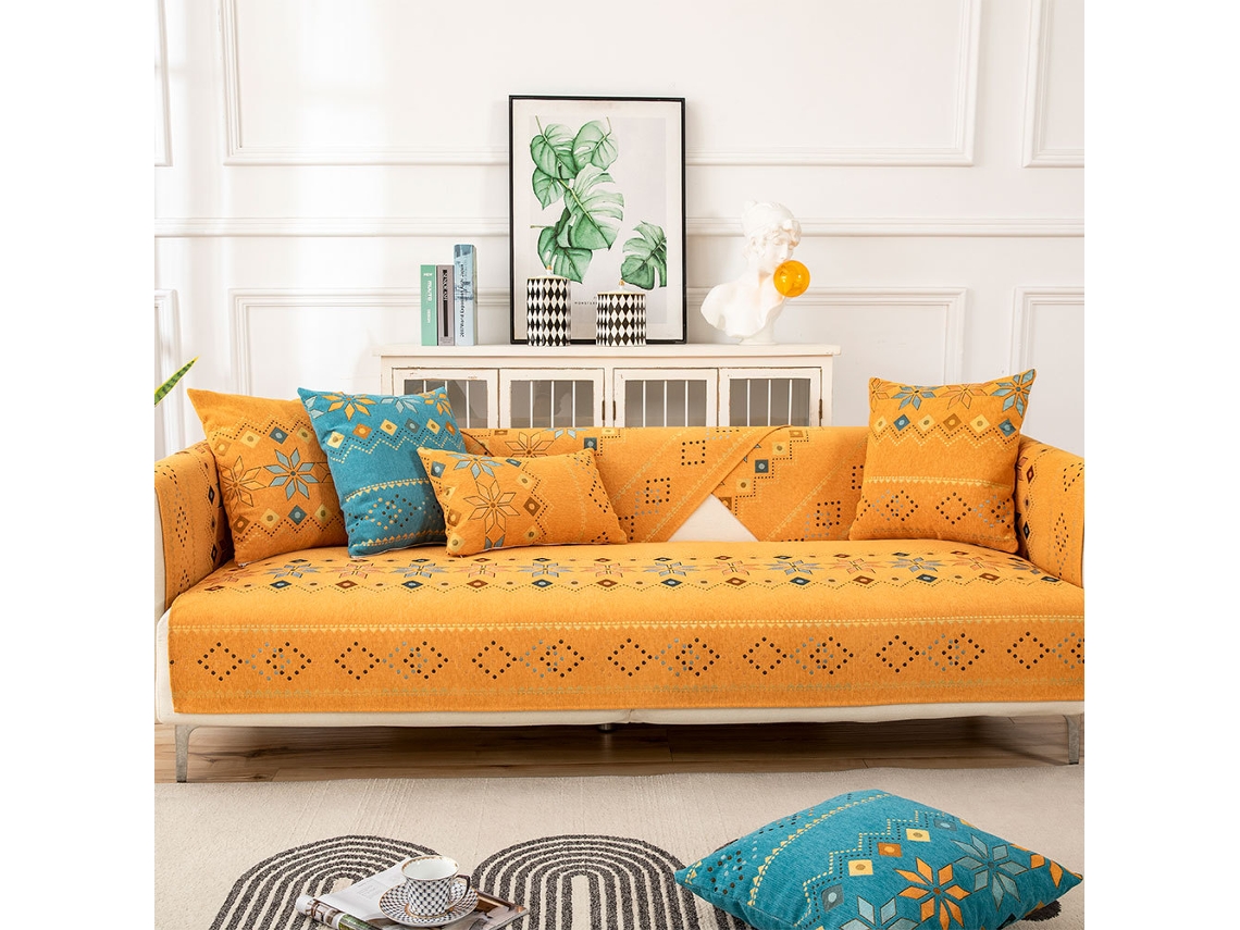 Funda de asiento de sofá antideslizante Protector de cojín de sofá -amarillo-110x240CM LUUCOZK