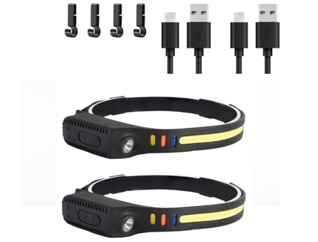 Linterna frontal LED de silicona mejorada, linterna recargable tipo C para adultos, elementos esenciales para acampar, mochilero, montar al aire CH...