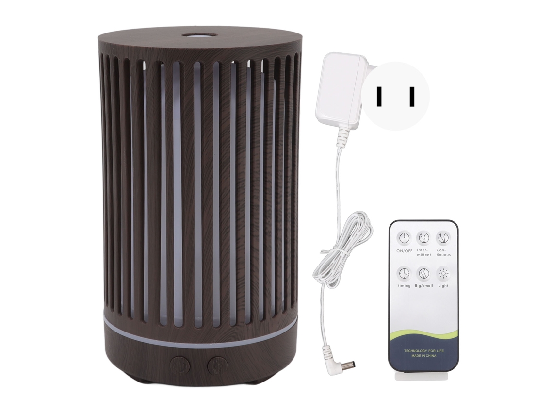 Humidificador De Aromaterapia Con Textura De Madera, Control Remoto, Luz Ambiental, 200 Ml, 100-240 V, Enchufe Estadounidense.