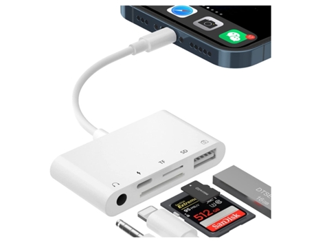 Adaptador Lector de Tarjetas SD para I-Phone HDMI1218-Y7 Blanco