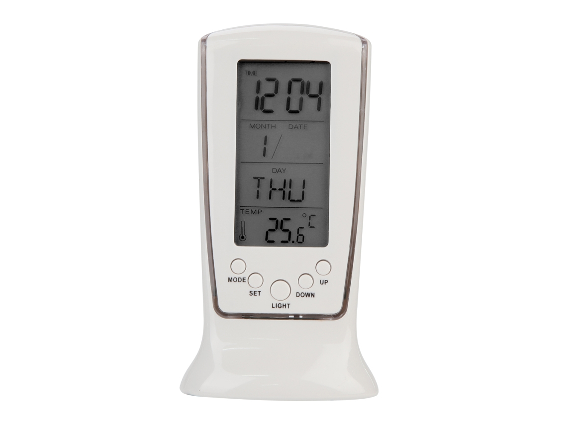 Despertador digital con pantalla LED, termómetro digital, reloj, hora, fecha, semana, temperatura, pantalla con retroiluminación azul, despertador portátil.