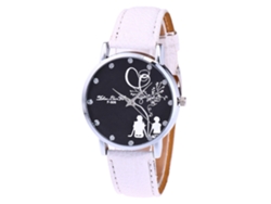 Elegante Reloj De Pulsera Analógico De Cuarzo Blanco Con Correa De Cuero Para Mujer Y Hombre.