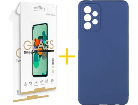 Kit Funda + Protector de Pantalla Samsung A32 5G SKYHE Cristal Templado 4935 Azul