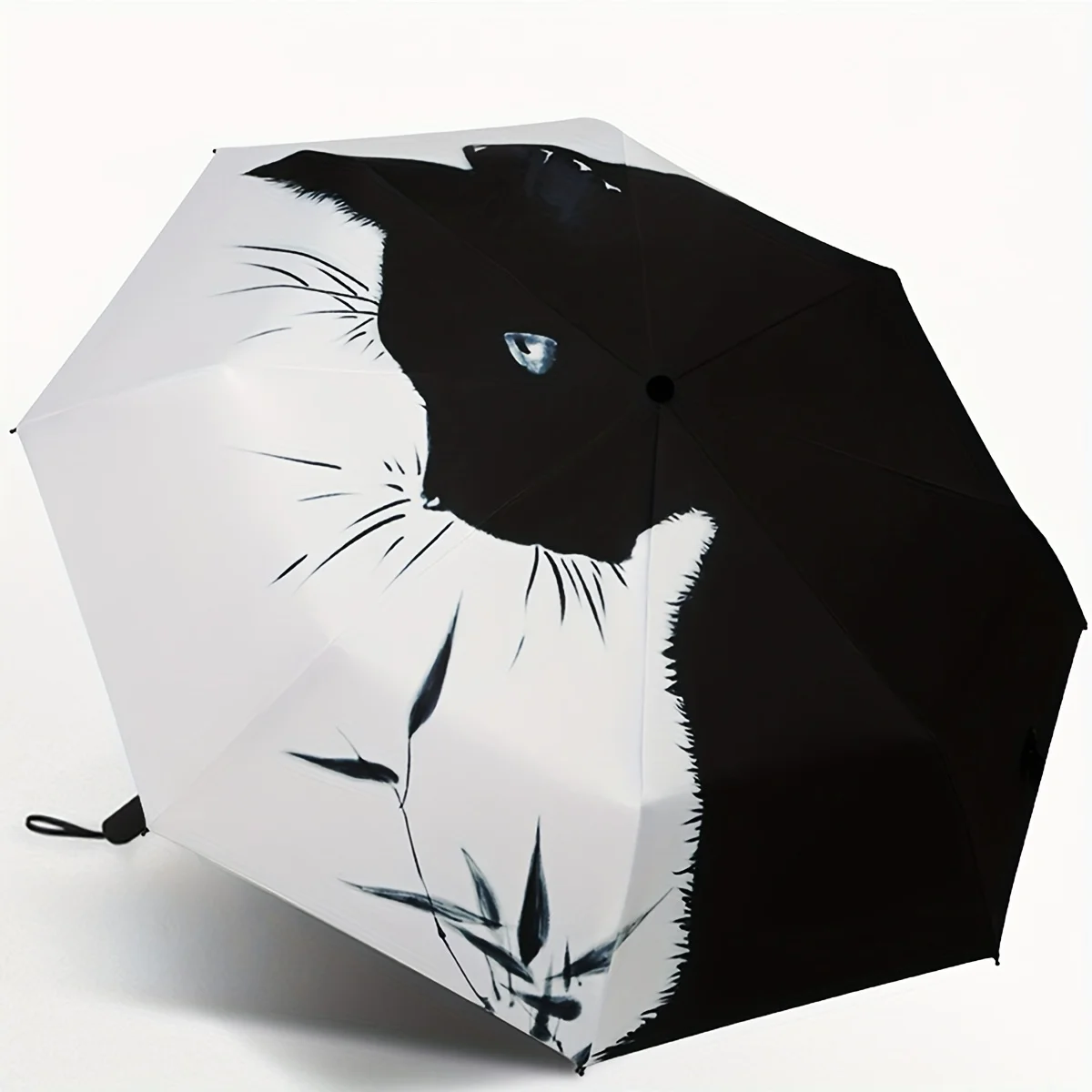Paraguas Plegable Totalmente Automático De La Serie Black Cat Forest (gato), Adecuado Para Estudiantes.