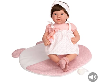 Muñeco ARIAS Elegance 45 cm Iria Rosa con Manta y Sonido Risa (Edad Mínima: 0 Años - 26 x 16,5 x 48 cm)