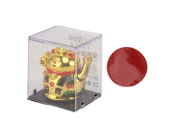 Figura Baok-figure Gato de la Suerte de 5 cm con panel solar, adorno para mesa o estantería, color dorado.