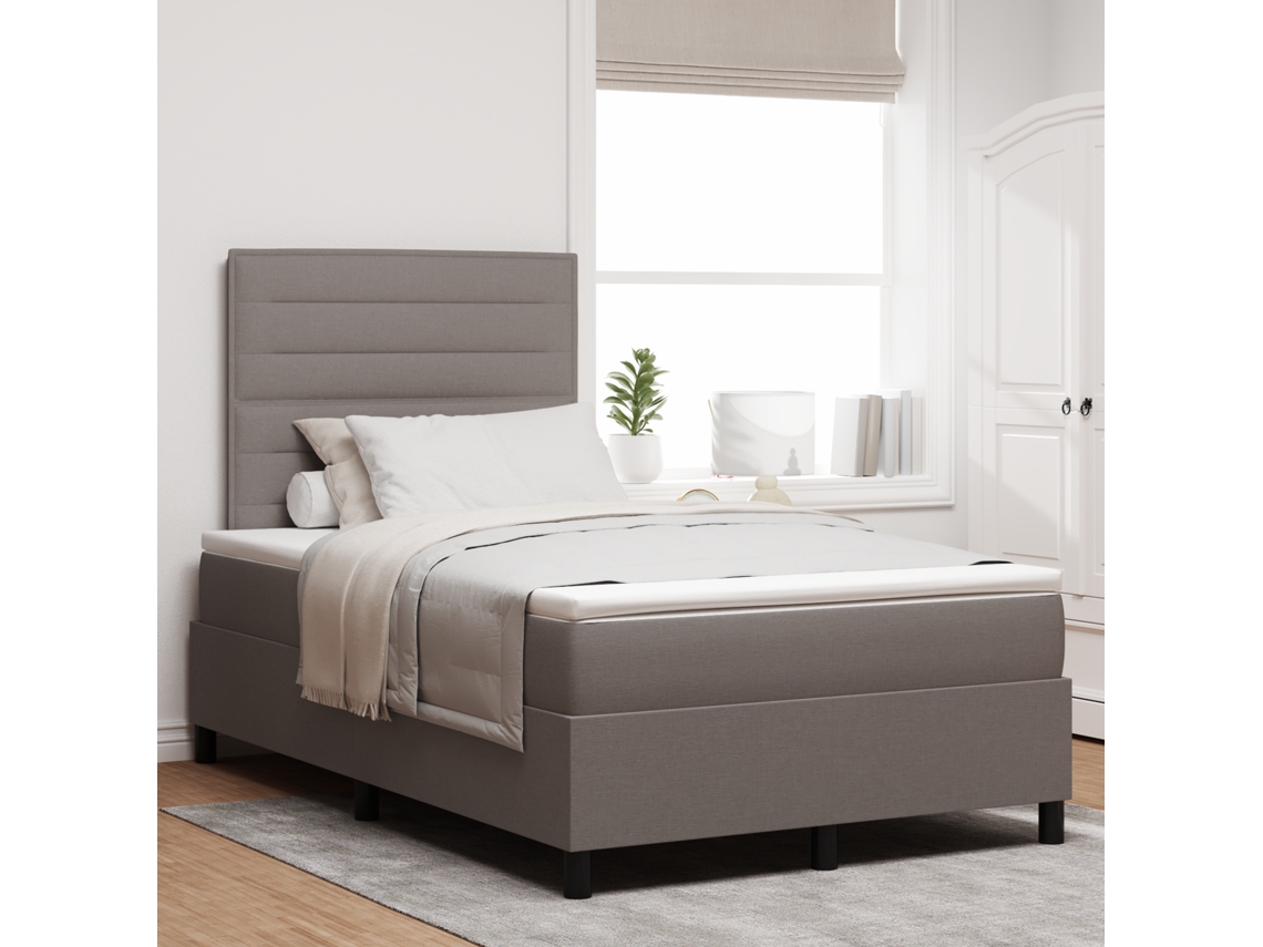 Cama Box Spring Con Colchón Taupe 120x200 Cm Tela