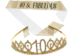 Conjunto De 3 Cintos E Coroas De Aniversário Modernos Com Strass Brilhantes