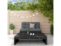 Conjunto de jardín de 2 piezas con cojines, madera maciza, negro, DKD Home Decor