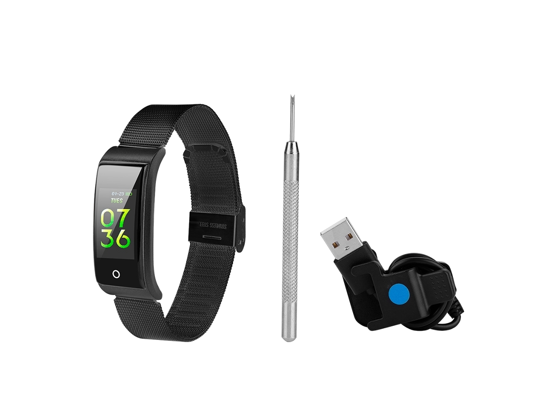 Pulsera Deportiva (rastreador De Fitness Bluetooth) Pulsera Deportiva Con Correa De Metal F4 (negro)